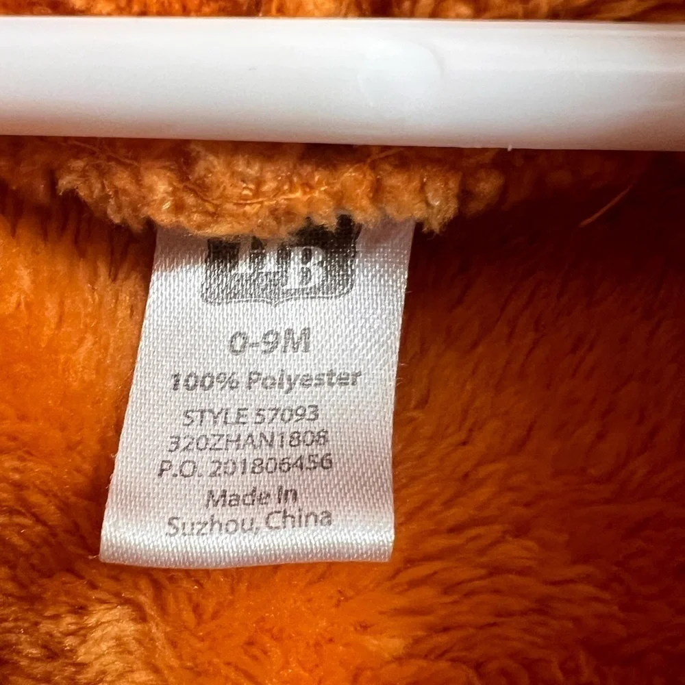 Hudson Baby Plush Bathrobe Fox Orange 0-9 Months Tie Front